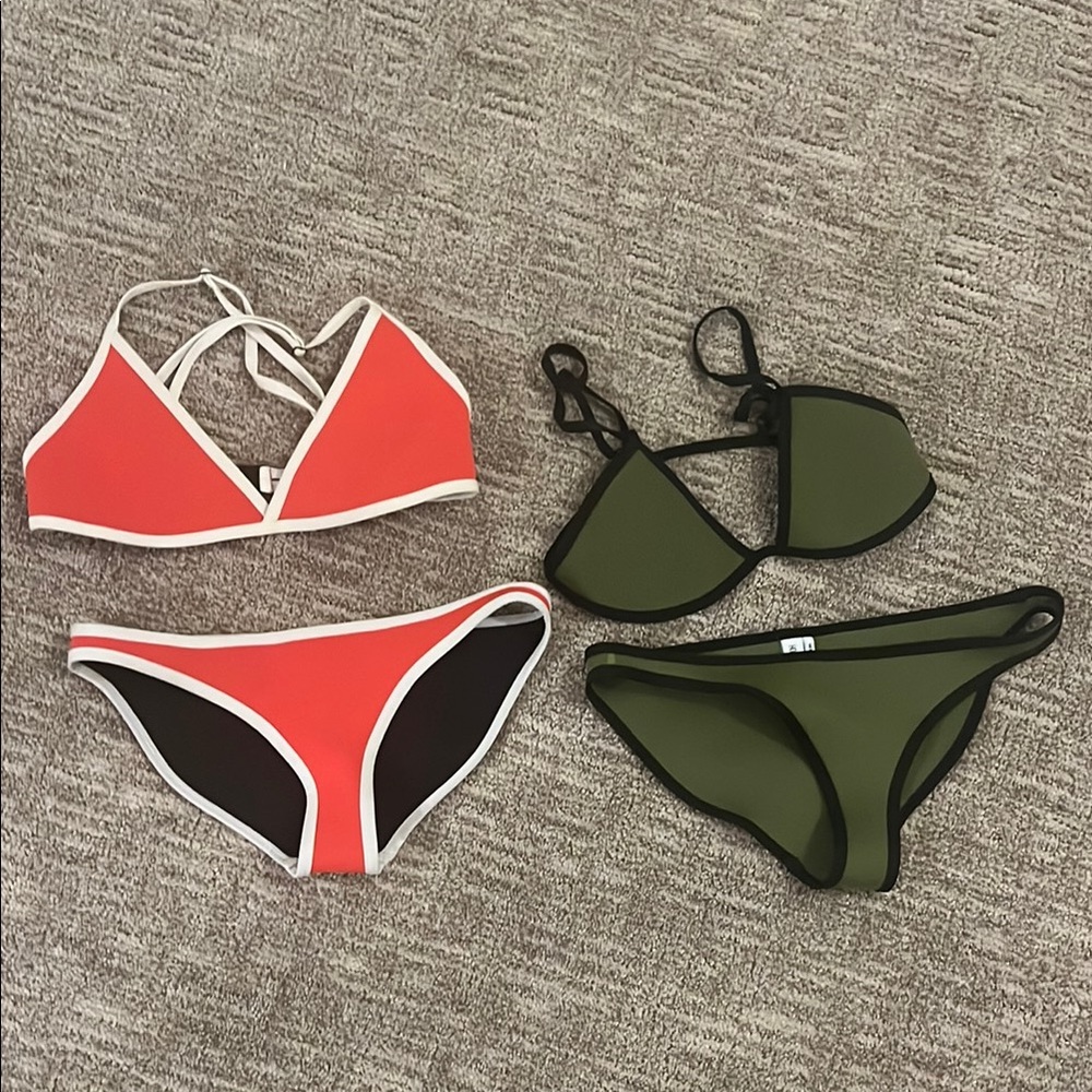 Hoaka Red and Green Bikini Set